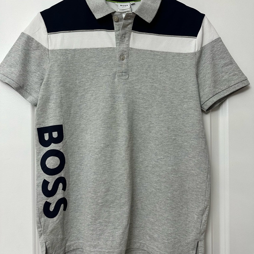 Boss Kids Polo Shirt in Gray and Navy